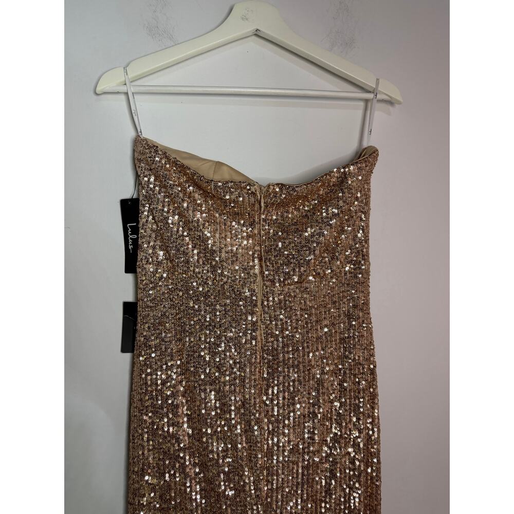 Lulus Lavish Lover Rose Gold Strapless Sequin Maxi Dress Size Medium $118 - Picture 8 of 9